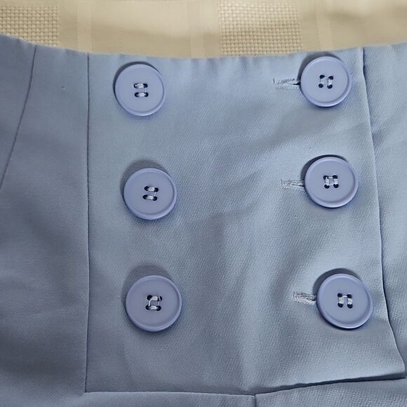Women's Blue Buttoned Shorts - Picture 9 of 16